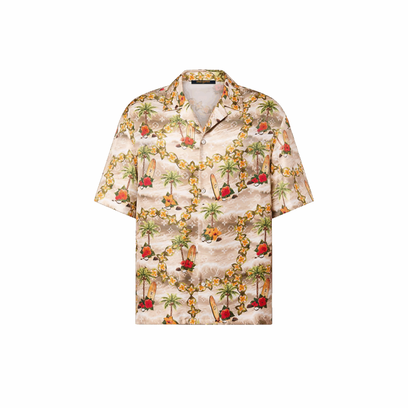Monogram Short-Sleeved Silk Shirt