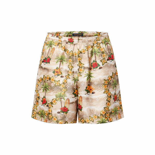 Monogram Silk Drawstring Shorts